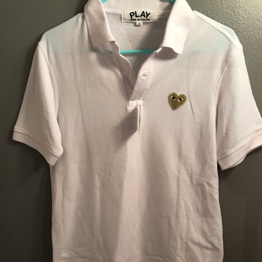 Comme Des garçon polo tee with gold logo
